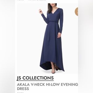 JS Collections size 10 NWT V-neck HI-LOW hem Evening gown with pockets Navy